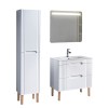 Set mobilier baie Fiji White, MDF, PAL melaminat, alb, L.80 cm, lavoar Lava, oglinda perete Bianca, dulap inalt H.166 cm, SET-FW LAVA 80CM 1