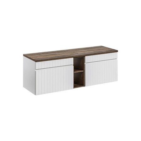 Set de mobilier baie Iconic White, MDF, PAL melaminat, alb, blat stejar vintage, L.140 cm, SET ICW-B 140 CM
