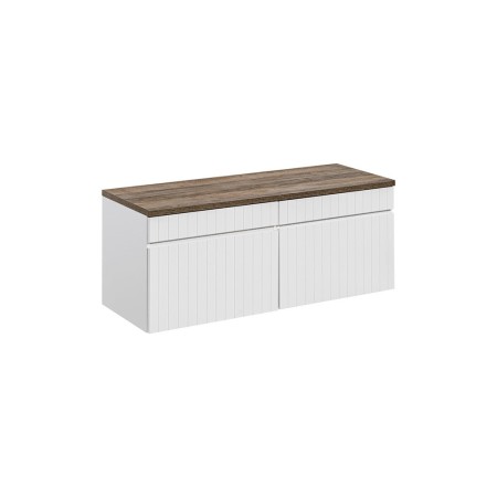 Set de mobilier baie Iconic White, MDF, PAL melaminat, alb, blat stejar vintage, L.160 cm, SET ICW-B 160 CM