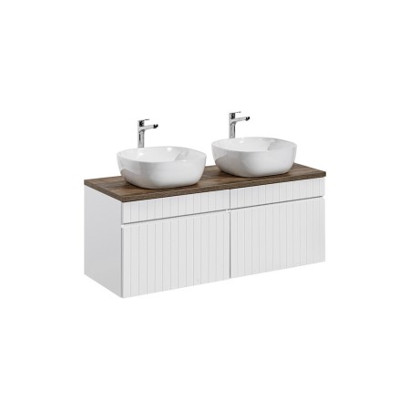 Set de mobilier baie Iconic White, MDF, PAL melaminat, alb, blat stejar vintage, L.160 cm, lavoare Smile, SET ICW-B 160 CM 6254