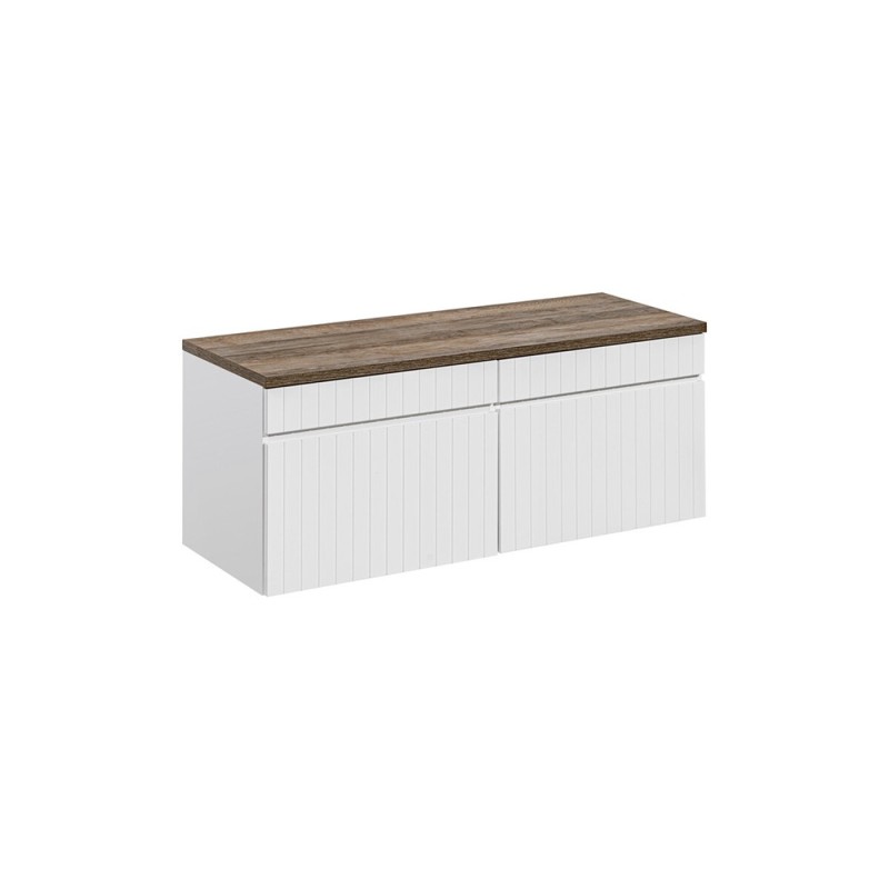 Set de mobilier baie Iconic White, MDF, PAL melaminat, alb, blat stejar vintage, L.160 cm, SET ICW-B 160 CM