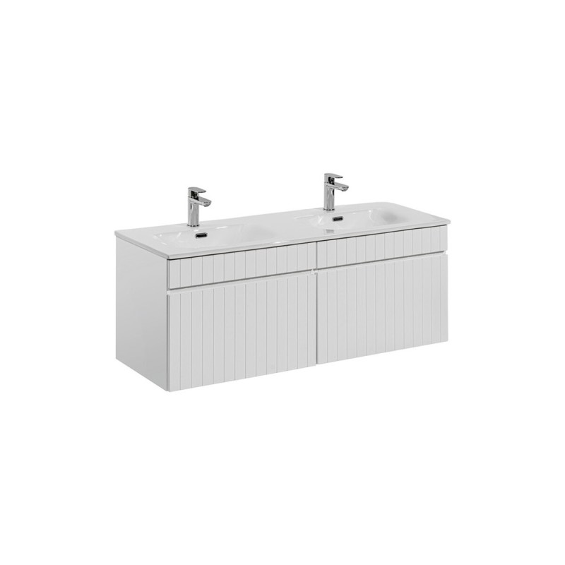 Set de mobilier baie Iconic White, MDF, PAL melaminat, alb, lavoar Sky, L.120 cm, SET ICW-SKY 120 CM