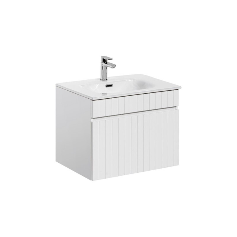 Set de mobilier baie Iconic White, MDF, PAL melaminat, alb, lavoar Sky, L.60 cm, SET ICW-SKY 60CM