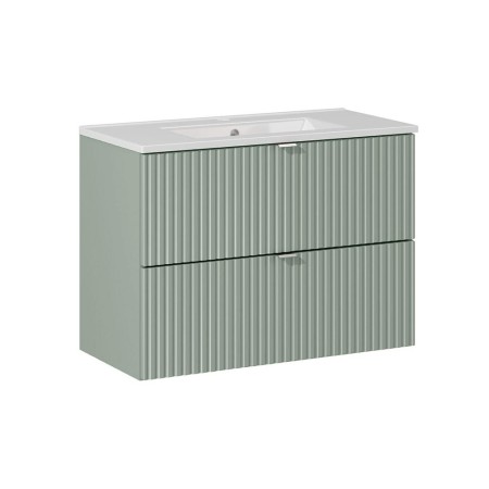 Set mobilier de baie Line Reed Green, MDF, PAL melaminat, verde, lavoar Dance, L.80 cm, SET-LRG 80CM S DANCE