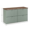Set mobilier de baie Line Reed Green, MDF, PAL melaminat, verde, blat stejar casella, L.100 cm, SET-LRG B NAT CASELLA 100CM