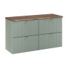 Set mobilier de baie Line Reed Green, MDF, PAL melaminat, verde, blat stejar casella, L.100 cm, SET-LRG B NAT CASELLA 100CM