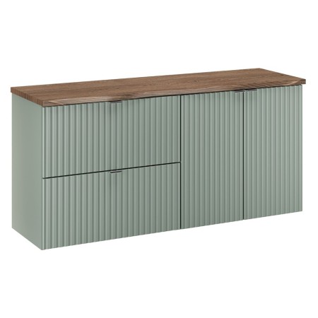 Set mobilier de baie Line Reed Green, MDF, PAL melaminat, verde, blat stejar casella, L.120 cm, SET-LRG B NAT CASELLA 120CM