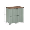 Set mobilier de baie Line Reed Green, MDF, PAL melaminat, verde, blat stejar vintage, L.60 cm, SET-LRG B NAT CASELLA 60CM
