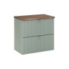 Set mobilier de baie Line Reed Green, MDF, PAL melaminat, verde, blat stejar vintage, L.60 cm, SET-LRG B NAT CASELLA 60CM