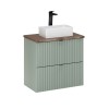 Set mobilier de baie Line Reed Green, MDF, PAL melaminat, verde, blat stejar vintage, L.60 cm, lavoar Gaja, SET-LRG B NAT CASELLA 60CM UN GAJA