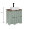 Set mobilier de baie Line Reed Green, MDF, PAL melaminat, verde, blat stejar vintage, L.60 cm, lavoar Gaja, SET-LRG B NAT CASELLA 60CM UN GAJA
