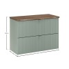 Set mobilier de baie Line Reed Green, MDF, PAL melaminat, verde, blat stejar casella, L.80 cm, SET-LRG B NAT CASELLA 80CM