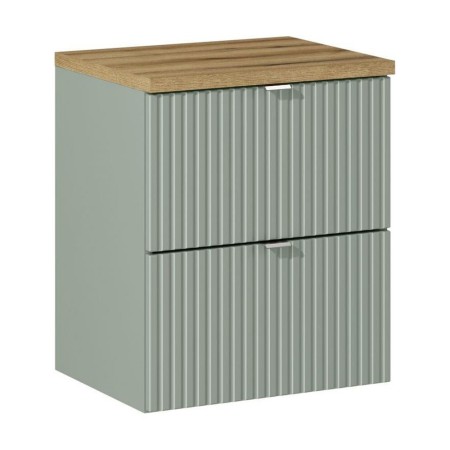 Set mobilier de baie Line Reed Green, MDF, PAL melaminat, verde, blat stejar evoke, L.50 cm, SET-LRG B OAK 50CM S