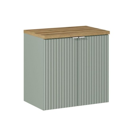 Set mobilier de baie Line Reed Green, MDF, PAL melaminat, verde, blat stejar evoke, L.60 cm, SET-LRG B OAK 60CM D