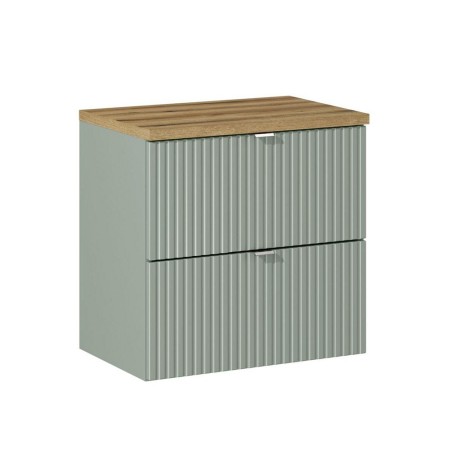 Set mobilier de baie Line Reed Green, MDF, PAL melaminat, verde, blat stejar evoke, L.60 cm, SET-LRG B OAK 60CM S