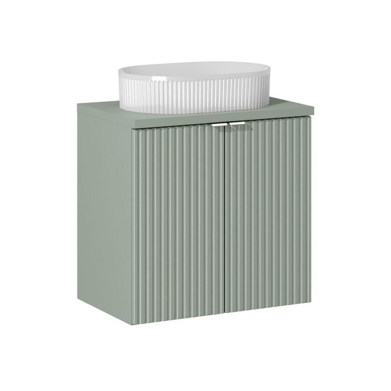Set mobilier de baie Line Reed Green, MDF, PAL melaminat, verde, blat verde, L.60 cm, lavoar Beyond, SET-LRG B RG 60CM D UN BEYOND 5 WHITE