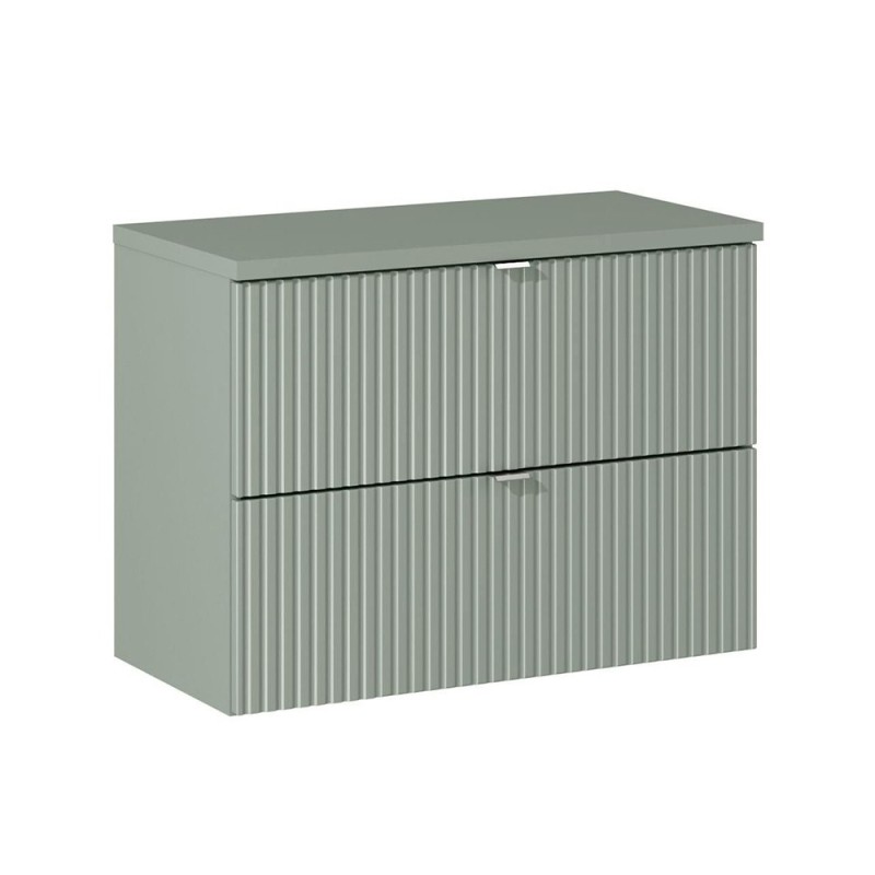 Set mobilier de baie Line Reed Green, MDF, PAL melaminat, verde, blat verde, L.80 cm, SET-LRG B RG 80CM S