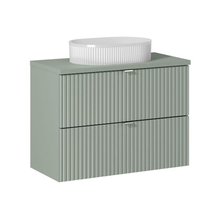 Set mobilier de baie Line Reed Green, MDF, PAL melaminat, verde, blat verde, L.80 cm, lavoar Beyond, SET-LRG B RG 80CM S UN BEYOND 5 WHITE