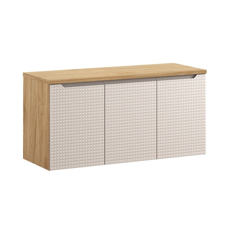 Set mobilier de baie Luxor Beige, MDF, PAL melaminat, stejar uleiat/bej, blat stejar uleiat, L.120 cm, SET-LXB B 120CM D