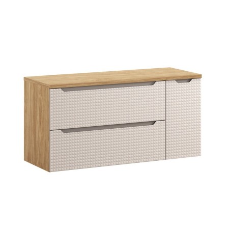 Set mobilier de baie Luxor Beige, MDF, PAL melaminat, stejar uleiat/bej, blat stejar uleiat, L.120 cm, SET-LXB B 120CM S LC30