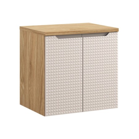 Set mobilier de baie Luxor Beige, MDF, PAL melaminat, stejar uleiat/bej, blat stejar uleiat, L.60 cm, SET-LXB B 60CM D