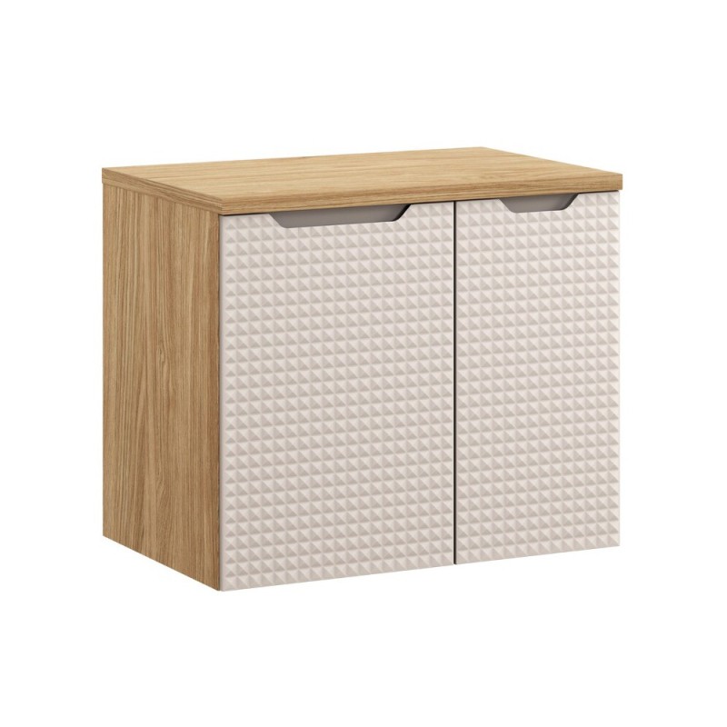Set mobilier de baie Luxor Beige, MDF, PAL melaminat, stejar uleiat/bej, blat stejar uleiat, L.70 cm, SET-LXB B 70CM