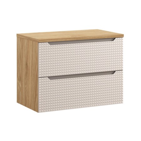 Set mobilier de baie Luxor Beige, MDF, PAL melaminat, stejar uleiat/bej, blat stejar uleiat, L.80 cm, SET-LXB B 80CM S