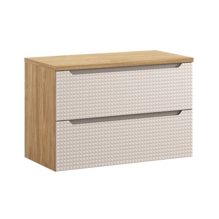 Set mobilier de baie Luxor Beige, MDF, PAL melaminat, stejar uleiat/bej, blat stejar uleiat, L.90 cm, SET-LXB B 90CM S