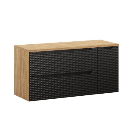 Set mobilier de baie Luxor Black, MDF, PAL melaminat, stejar uleiat/negru mat, blat stejar uleiat, L.120 cm, SET-LXBL B 120CM S LC30