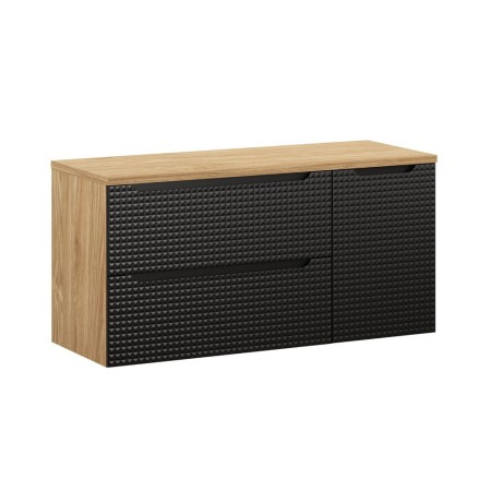 Set mobilier de baie Luxor Black, MDF, PAL melaminat, stejar uleiat/negru mat, blat stejar uleiat, L.120 cm, SET-LXBL B 120CM S LC40