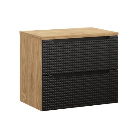 Set mobilier de baie Luxor Black, MDF, PAL melaminat, stejar uleiat/negru mat, blat stejar uleiat, L.70 cm, SET-LXBL B 70CM S