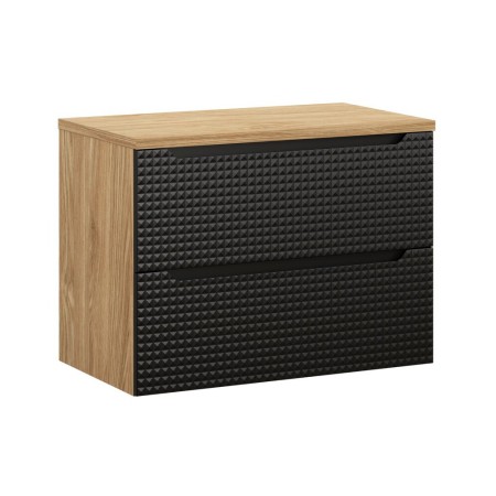 Set mobilier de baie Luxor Black, MDF, PAL melaminat, stejar uleiat/negru mat, blat stejar uleiat, L.80 cm, SET-LXBL B 80CM S