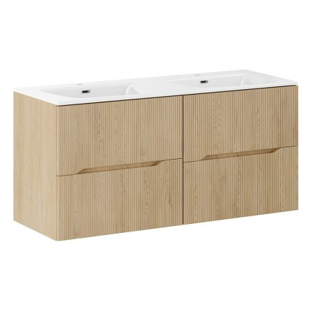 Set mobilier de baie Nordic Cremona, MDF, PAL melaminat, stejar cremona, lavoar Sky, L.120 cm, SET-NC 120CM UM SKY