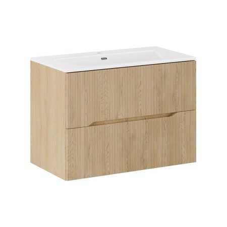 Set mobilier de baie Nordic Cremona, MDF, PAL melaminat, stejar cremona, L.80 cm, lavoar Sky, SET-NC 80CM UM SKY