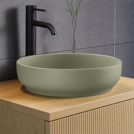 Lavoar River, ceramica, verde mat, D.40 cm, RIVER 1 OLIVE GREEN MATT UN 40 ( E-6595 )