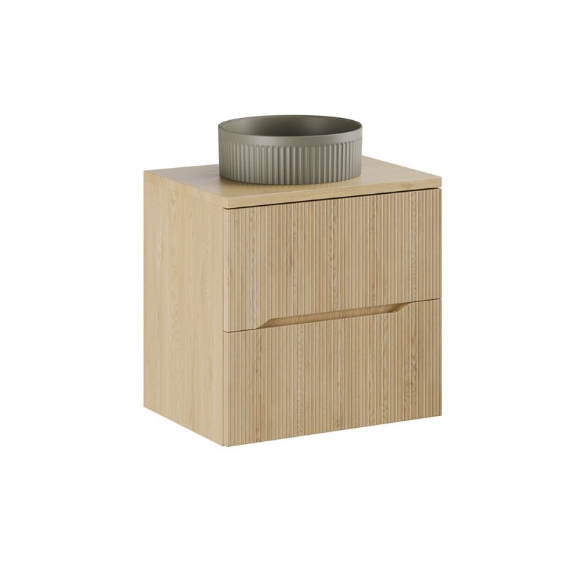 Set mobilier de baie Nordic Cremona, MDF, PAL melaminat, stejar cremona, blat stejar cremona, L.60 cm, lavoar Beyond, SET-NC B CREMONA 60CM UN BEYOND OG