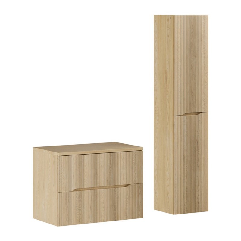 Set mobilier de baie Nordic Cremona, MDF, PAL melaminat, stejar cremona, blat stejar cremona, L.80 cm, dulap inalt H.170 cm, SET-NC B CREMONA 80CM HC