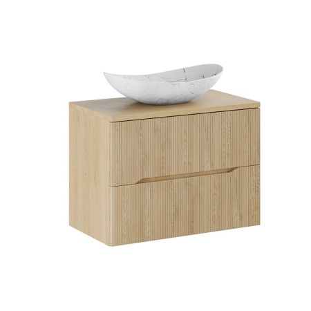 Set mobilier de baie Nordic Cremona, MDF, PAL melaminat, stejar cremona, blat stejar cremona, L.80 cm, lavoar Lena, SET-NC B CREMONA 80CM UN LENA MW