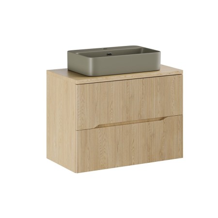 Set mobilier de baie Nordic Cremona, MDF, PAL melaminat, stejar cremona, blat stejar cremona, L.80 cm, lavoar Trust, SET-NC B CREMONA 80CM UN TRUST OG