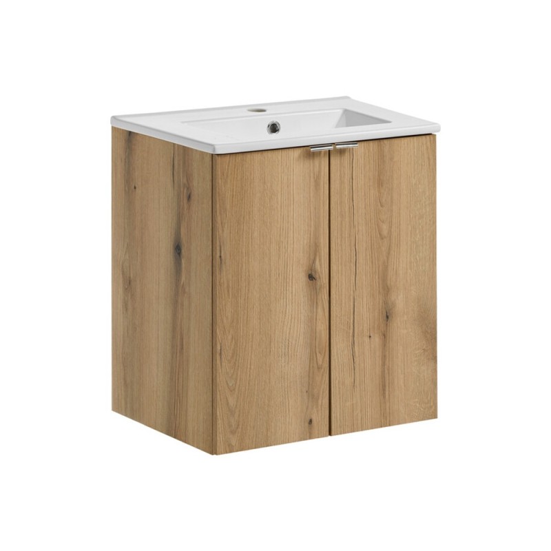 Set mobilier de baie Nova Oak, PAL melaminat, stejar evoke, lavoar Dance, L.50 cm, SET-NOA 50CM D DANCE