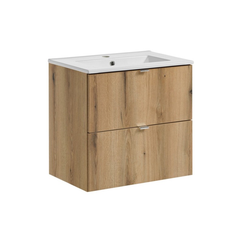 Set mobilier de baie Nova Oak, PAL melaminat, stejar evoke, lavoar Dance, L.60 cm, SET-NOA 60CM S DANCE
