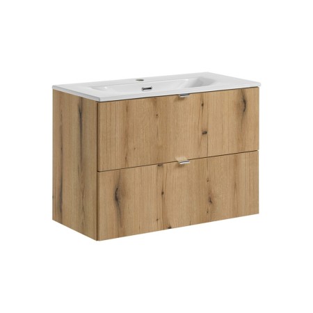 Set mobilier de baie Nova Oak, PAL melaminat, stejar evoke, lavoar Dance, L.80 cm, SET-NOA 80CM S DANCE