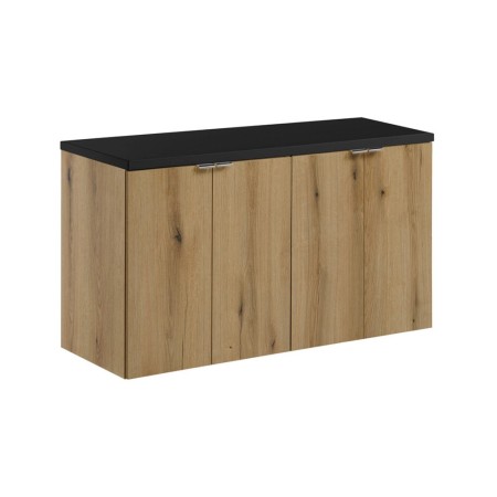 Set mobilier de baie Nova Oak, PAL melaminat, stejar evoke, blat negru mat, L.100 cm, SET-NOA B BLACK 100CM D