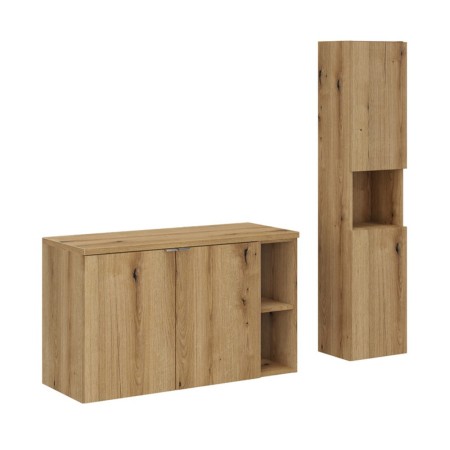 Set mobilier de baie Nova Oak, PAL melaminat, stejar evoke, blat stejar evoke, L.100 cm, dulap inalt H.140 cm, SET-NOA B OAK 100CM HC LR