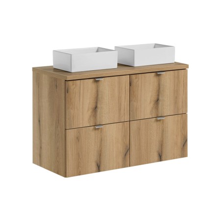 Set mobilier de baie Nova Oak, PAL melaminat, stejar evoke, blat stejar evoke, L.100 cm, lavoare Gaja, SET-NOA B OAK 100CM S UN GAJA SW