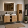 Set mobilier de baie Nova Oak, PAL melaminat, stejar evoke, blat stejar evoke, L.120 cm, lavoare Gaja, dulap inalt H.140 cm, SET-NOA B OAK 120CM UN GAJA SW HC LR