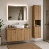 Set mobilier de baie Nova Oak, PAL melaminat, stejar evoke, blat stejar evoke, L.140 cm, dulap inalt H.140 cm, SET-NOA B OAK 140CM D HC