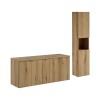 Set mobilier de baie Nova Oak, PAL melaminat, stejar evoke, blat stejar evoke, L.140 cm, dulap inalt H.140 cm, SET-NOA B OAK 140CM D HC