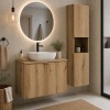 Set mobilier de baie Nova Oak, PAL melaminat, stejar evoke, blat stejar evoke, L.80 cm, dulap inalt H.140 cm, SET-NOA B OAK 80CM D HC