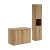 Set mobilier de baie Nova Oak, PAL melaminat, stejar evoke, blat stejar evoke, L.80 cm, dulap inalt H.140 cm, SET-NOA B OAK 80CM D HC